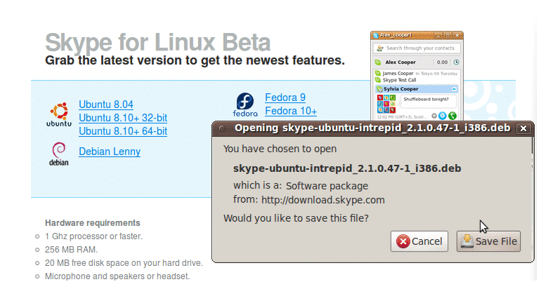 Installing Skype on EeePC, running Ubuntu Netbook Remix 9.10 