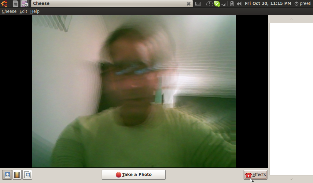 The inbuild webcam was detected. Above is cheese running with 2 effects on. Skype also had mo problems with the webcam.